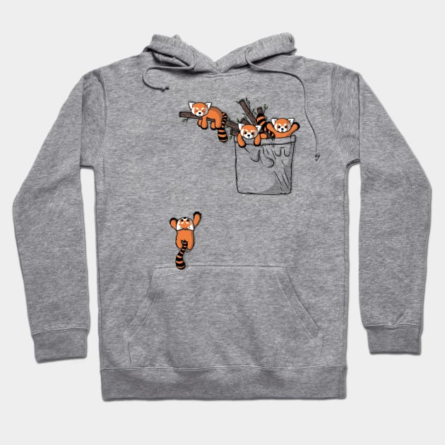 Pocket Red Panda Bears Hoodie by Beka